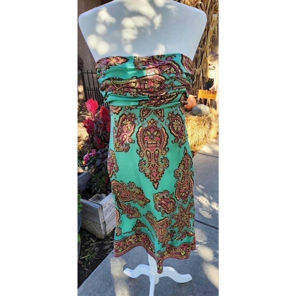 TIBI Strapless Silk Dress Lined Short Size 10 Handkerchief Cocktail Side…